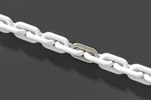 Chain with blank background, concept of digital security, 3d rendering. photo