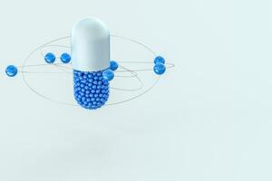 capsules with spheres, 3d rendering photo