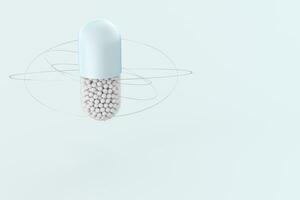 capsules with spheres, 3d rendering photo