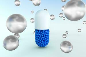 capsules with spheres, 3d rendering photo