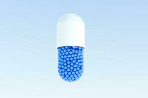 capsules with spheres, 3d rendering photo