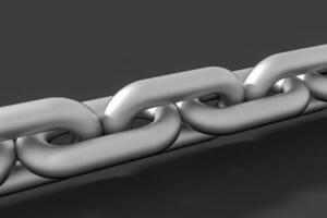 Chain with blank background, concept of digital security, 3d rendering. photo