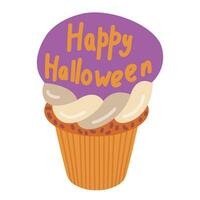 Happy Halloween cupcake vector illustration in cartoon style