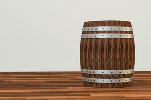 de madera lagar barril con blanco fondo, 3d representación foto