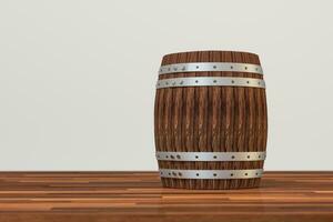 Wooden winery barrel with white background, 3d rendering photo