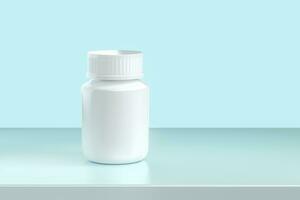 3d rendering, white medicine bottle, pill bottle photo