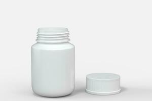 3d rendering, white medicine bottle, pill bottle photo