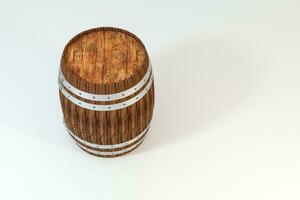 Wooden winery barrel with white background, 3d rendering photo