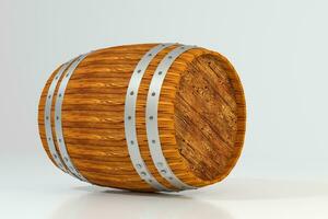 Wooden winery barrel with white background, 3d rendering photo