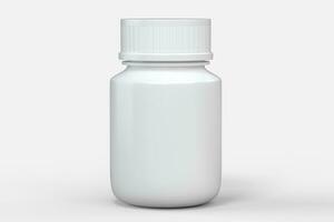 3d rendering, white medicine bottle, pill bottle photo