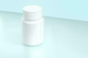 3d rendering, white medicine bottle, pill bottle photo