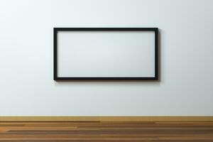 The blank easel board with wooden floor background, 3d rendering. photo