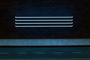 The glowing neon with brick wall background, 3d rendering. photo