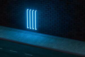 The glowing neon with brick wall background, 3d rendering. photo