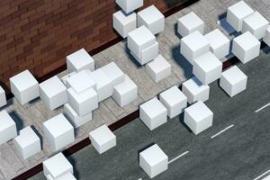 The brick wall and pitch street, 3d rendering. photo