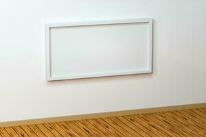 The blank easel board with wooden floor background, 3d rendering. photo