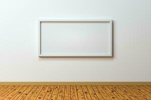 The blank easel board with wooden floor background, 3d rendering. photo