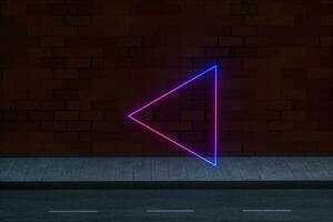 The glowing neon with brick wall background, 3d rendering. photo