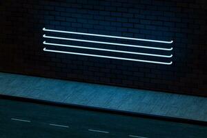 The glowing neon with brick wall background, 3d rendering. photo