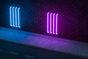 The glowing neon with brick wall background, 3d rendering. photo