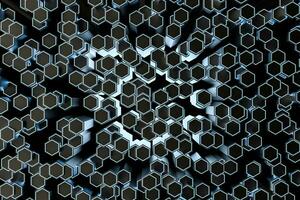 3d rendering, dark hexagonal background, sci-fi background photo