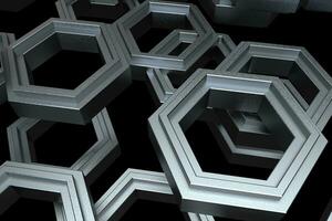 3d rendering, dark hexagonal background, sci-fi background photo