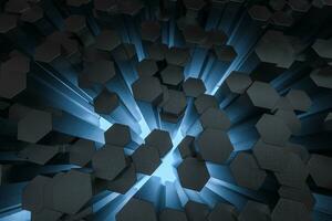 3d rendering, dark hexagonal background, sci-fi background photo