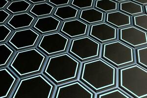 3d rendering, dark hexagonal background, sci-fi background photo