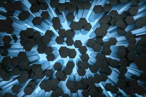 3d rendering, dark hexagonal background, sci-fi background photo