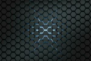 3d rendering, dark hexagonal background, sci-fi background photo