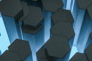 3d rendering, dark hexagonal background, sci-fi background photo