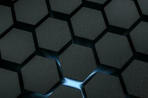 3d rendering, dark hexagonal background, sci-fi background photo