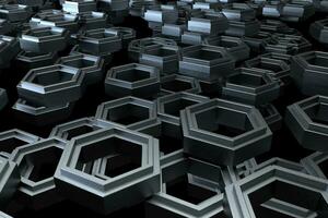 3d rendering, dark hexagonal background, sci-fi background photo