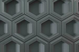 3d rendering, dark hexagonal background, sci-fi background photo