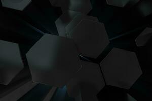 3d rendering, dark hexagonal background, sci-fi background photo