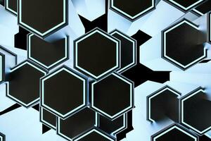 3d rendering, dark hexagonal background, sci-fi background photo