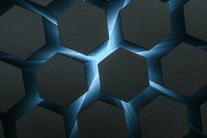 3d rendering, dark hexagonal background, sci-fi background photo