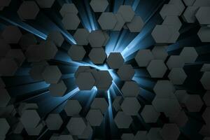 3d rendering, dark hexagonal background, sci-fi background photo