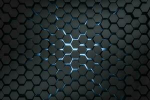 3d rendering, dark hexagonal background, sci-fi background photo