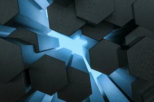 3d rendering, dark hexagonal background, sci-fi background photo