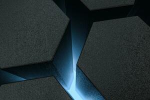 3d rendering, dark hexagonal background, sci-fi background photo