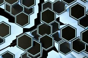 3d rendering, dark hexagonal background, sci-fi background photo