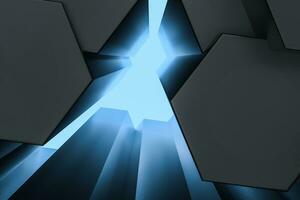 3d rendering, dark hexagonal background, sci-fi background photo