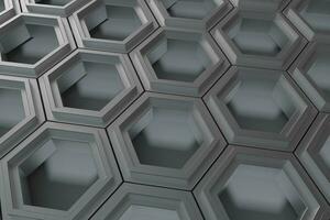 3d rendering, dark hexagonal background, sci-fi background photo