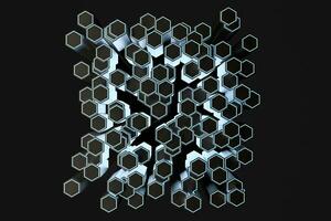 3d rendering, dark hexagonal background, sci-fi background photo