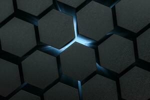 3d rendering, dark hexagonal background, sci-fi background photo