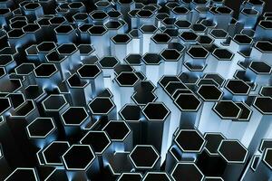 3d rendering, dark hexagonal background, sci-fi background photo