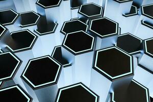 3d rendering, dark hexagonal background, sci-fi background photo