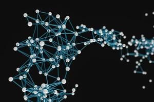 Gene lines and nodes, biological gene structure, 3d rendering. photo