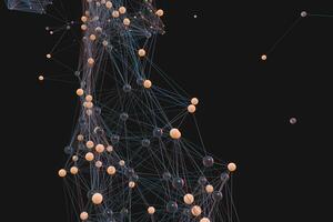 Gene lines and nodes, biological gene structure, 3d rendering. photo